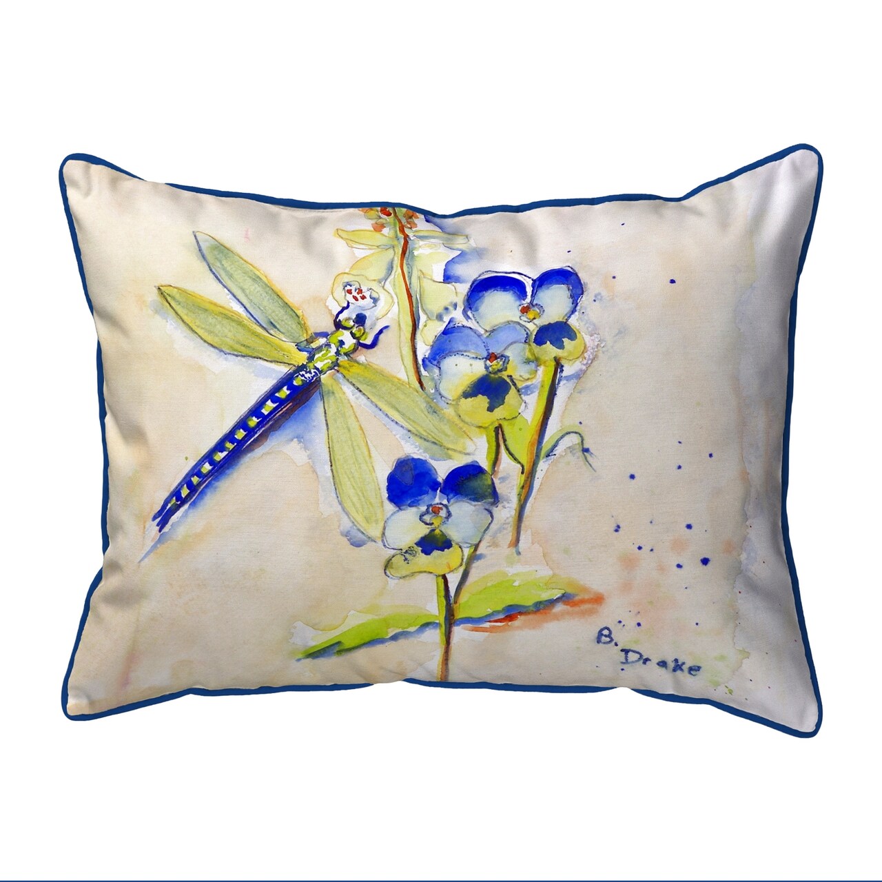 Betsy Drake Blue Dragonfly Extra Large 20 X 24 Indoor / Outdoor Pillow